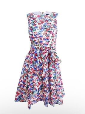TOMMY HILFIGER Floral (Shadow/Stripe) Dress with sash Size 2. Like new.